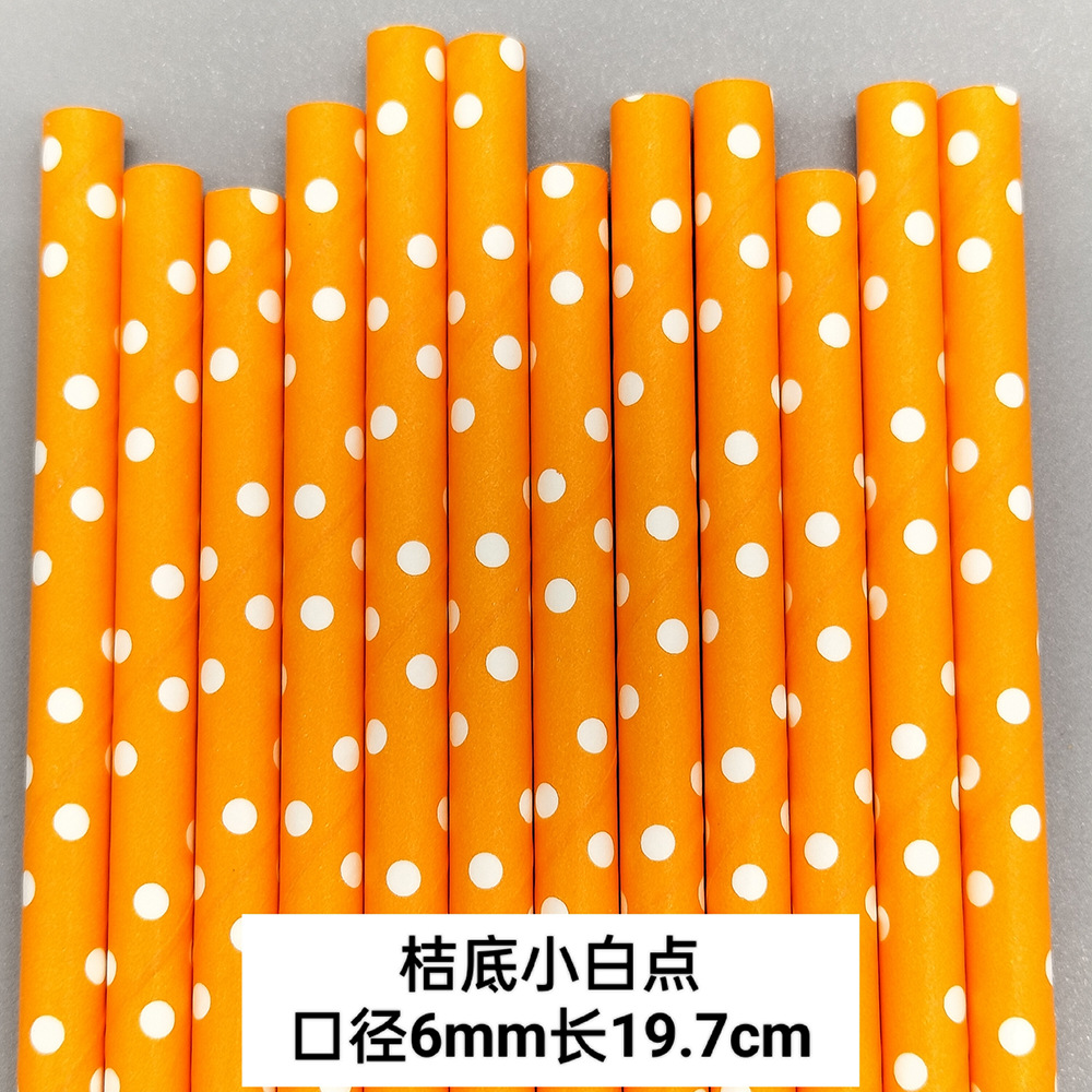 Red de papel rojo paja desechable degradable color dot papel paja jugo bebida postre Mesa decorativa paja