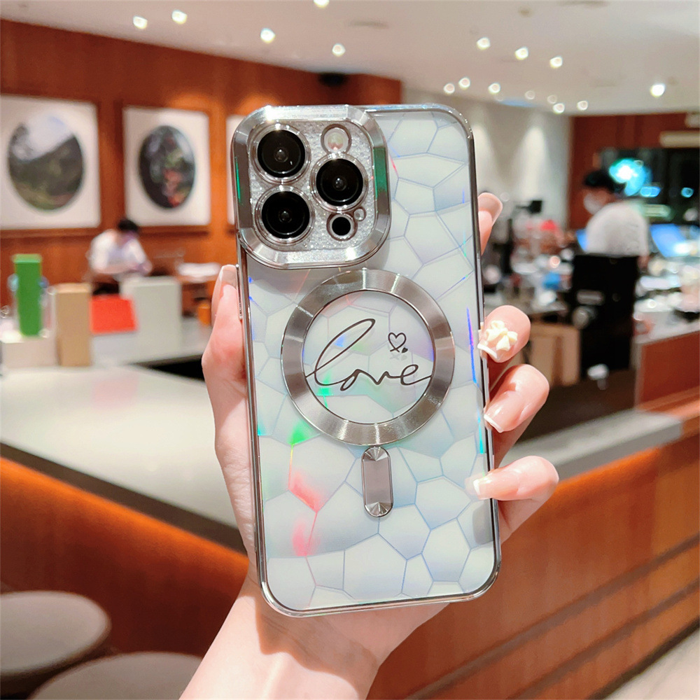 Funda Protectora Magnética para iPhone 17 Pro Max, con Imán Resistente Electrochapado, Diseño de Cubo de Agua Láser, Compatible con Apple 16 y 15