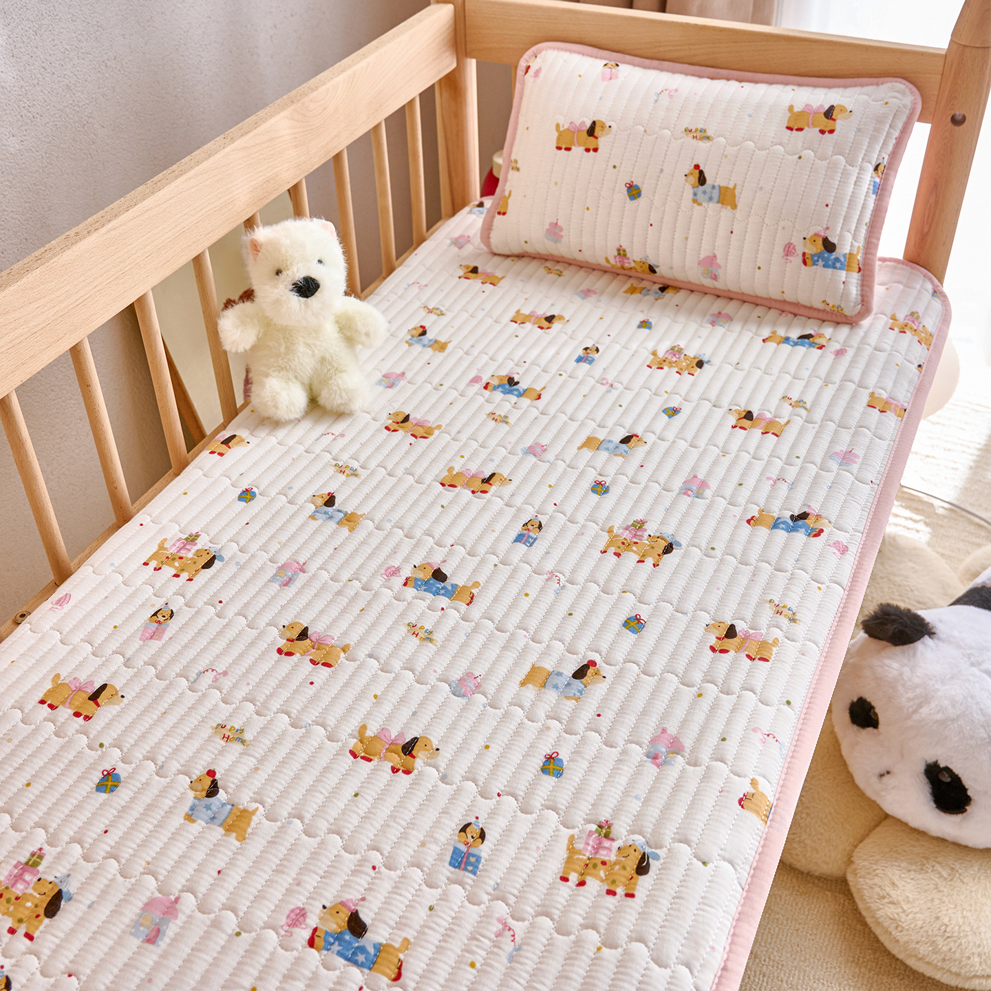 Class a Maternal and Infant-Grade Pure Cotton Double-Layer Gauze Infant and Toddler Bed Sheet, Thickened Quilted Bed Cover, Baby Mattress Pad