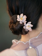 漢服頭飾古風高級盤髮簪原創琉璃花朵小U簪對釵日常明制清新配飾