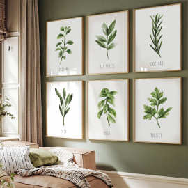 北欧水彩植物装饰画芯打印现代简约叶子画心喷绘照片图片微喷画芯