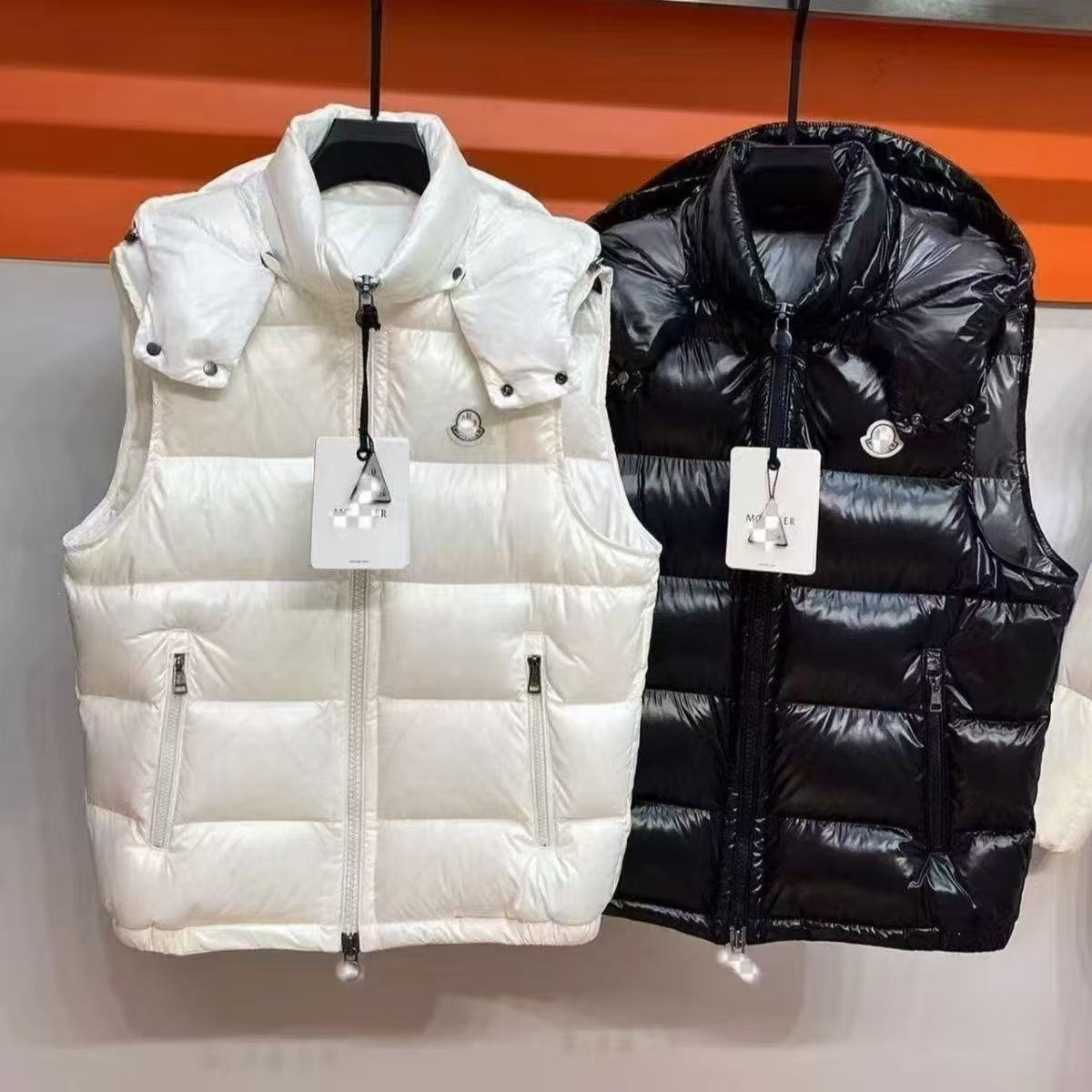 2026 Cross-border Mongolian-style glossy hooded stand-collar Maya vest men's padded down cotton jacket white
