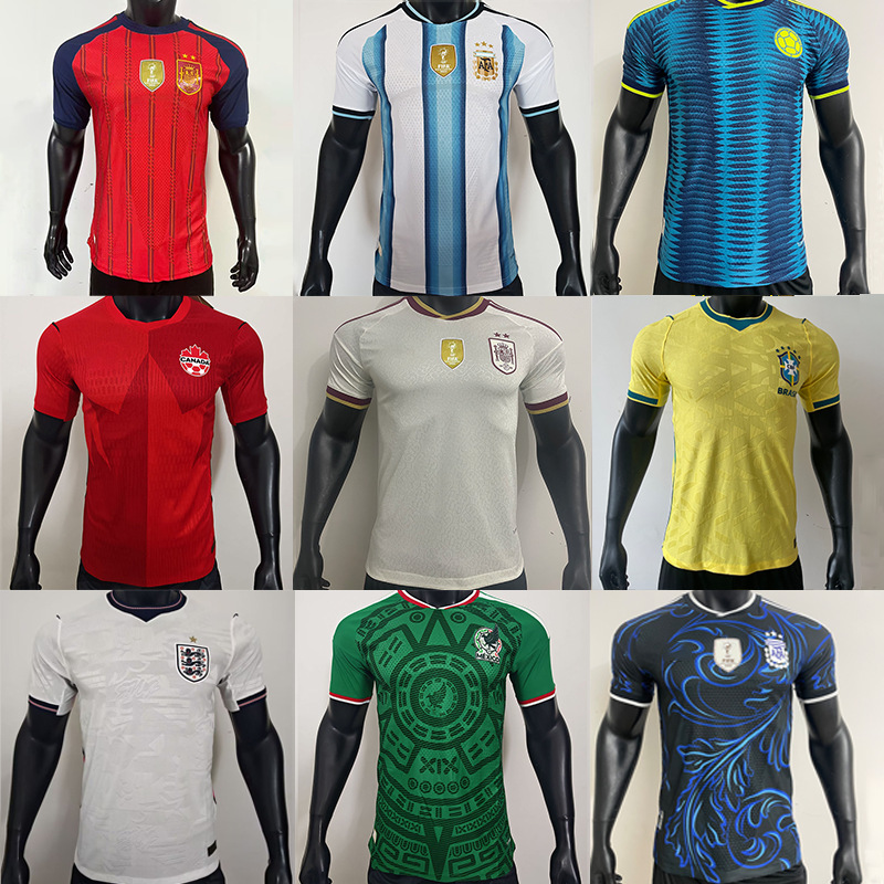 Spanish World Cup Champion Player Edition Argentina Brazil England Football Short-Sleeved Soccer Jerseys