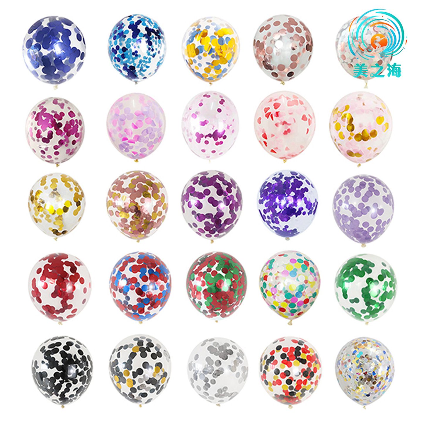 Globos de lentejuelas personalizados Globos transfronterizos de látex transparente Globos de confeti Decoración de cumpleaños Suministros de decoración de bodas al por mayor