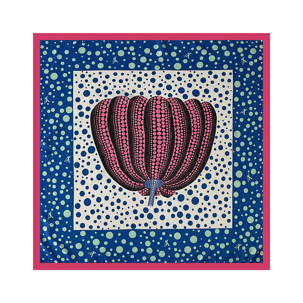 Leichter, luxuriöser quadratischer Schal aus Twill mit gepunktetem Kürbismuster – vielseitig, dünn, schlicht und elegant für Damen, neu für Frühling und Sommer_voghion.com