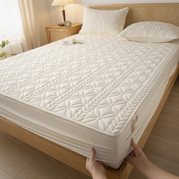 Class A maternal and child waterproof soybean quilted fitted sheet mattress protective cover four seasons Waterproof Fitted Sheet