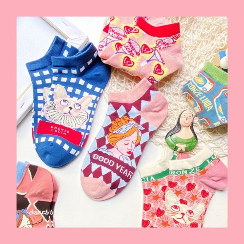 French cat men and women short-cut low-cut ins trendy socks cotton retro college style socks summer literary Japanese boat socks