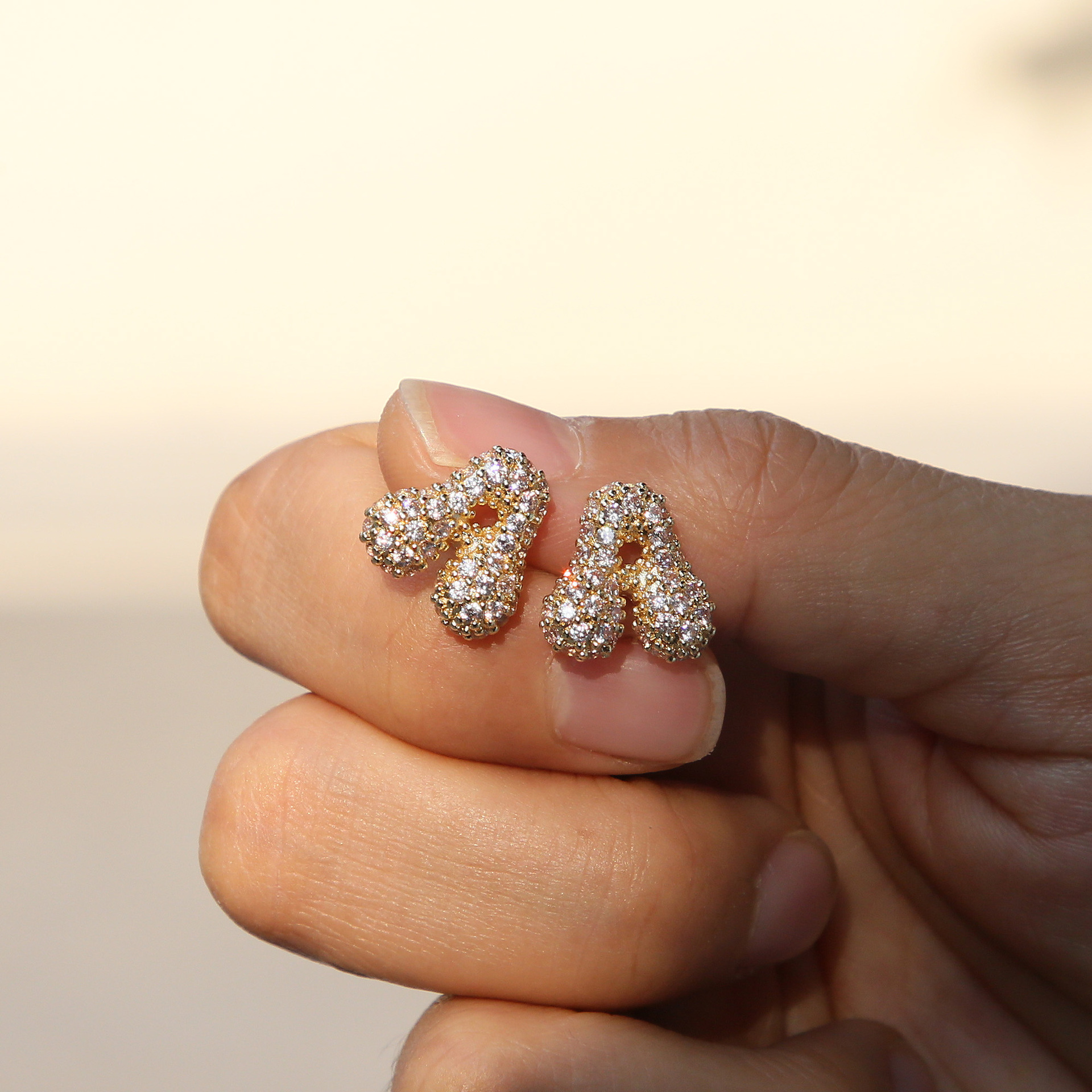 Plating Design 1 Pair Casual Elegant Lady Letter Plating Brass Zircon Ear Studs