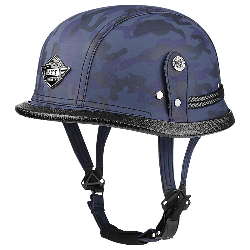 Cross-border Four Seasons Scooter Motorcycle Safety Helmet Retro Winter Lightweight Half Helmet Men's and Women's Electric Vehicle Helmet Leather Helmet