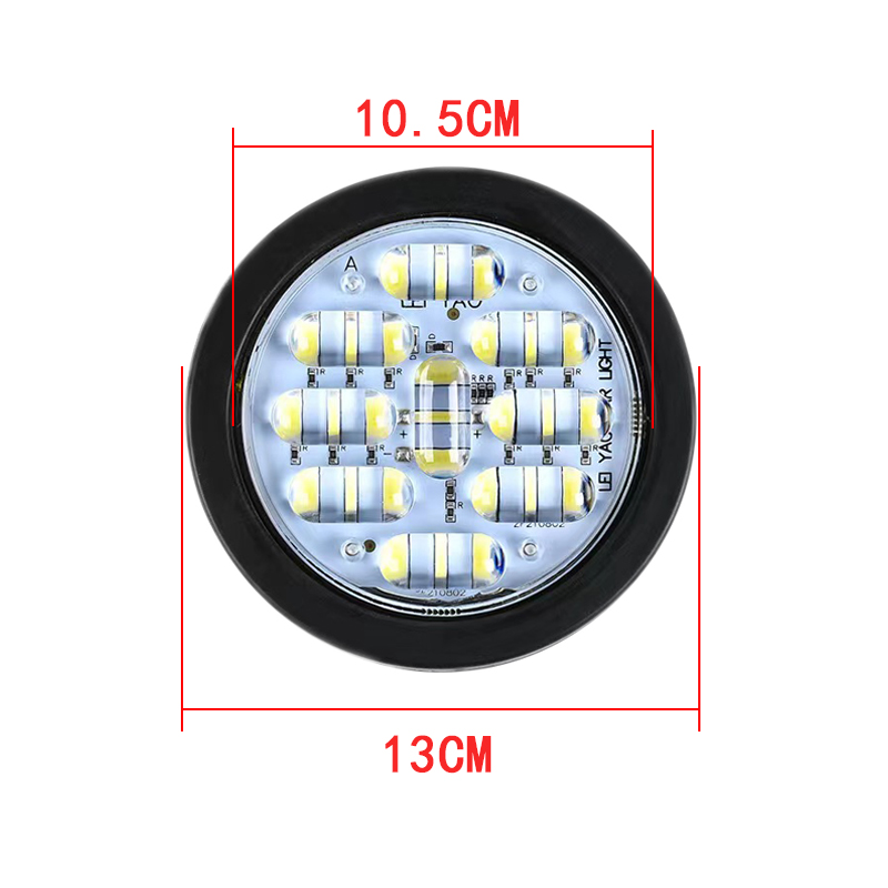 24V CIMC semi-trailer tail light truck 4inch reverse, turn, and brake light LED super bright waterproof round rubber light