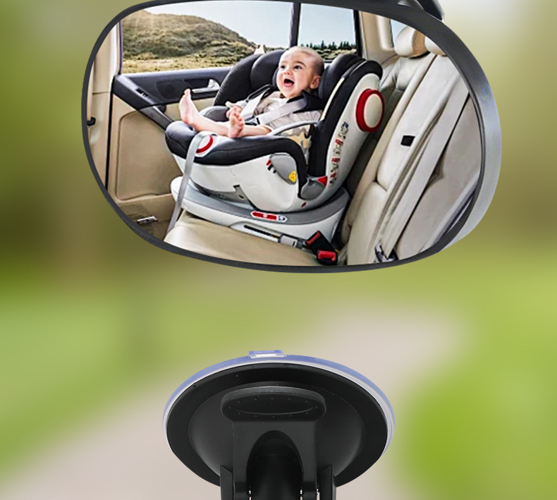 Car-Mounted Baby Observation Mirror with Suction Cup, Large Field of View, Wide-Angle Curved Auxiliary Mirror for In-Car Reversing