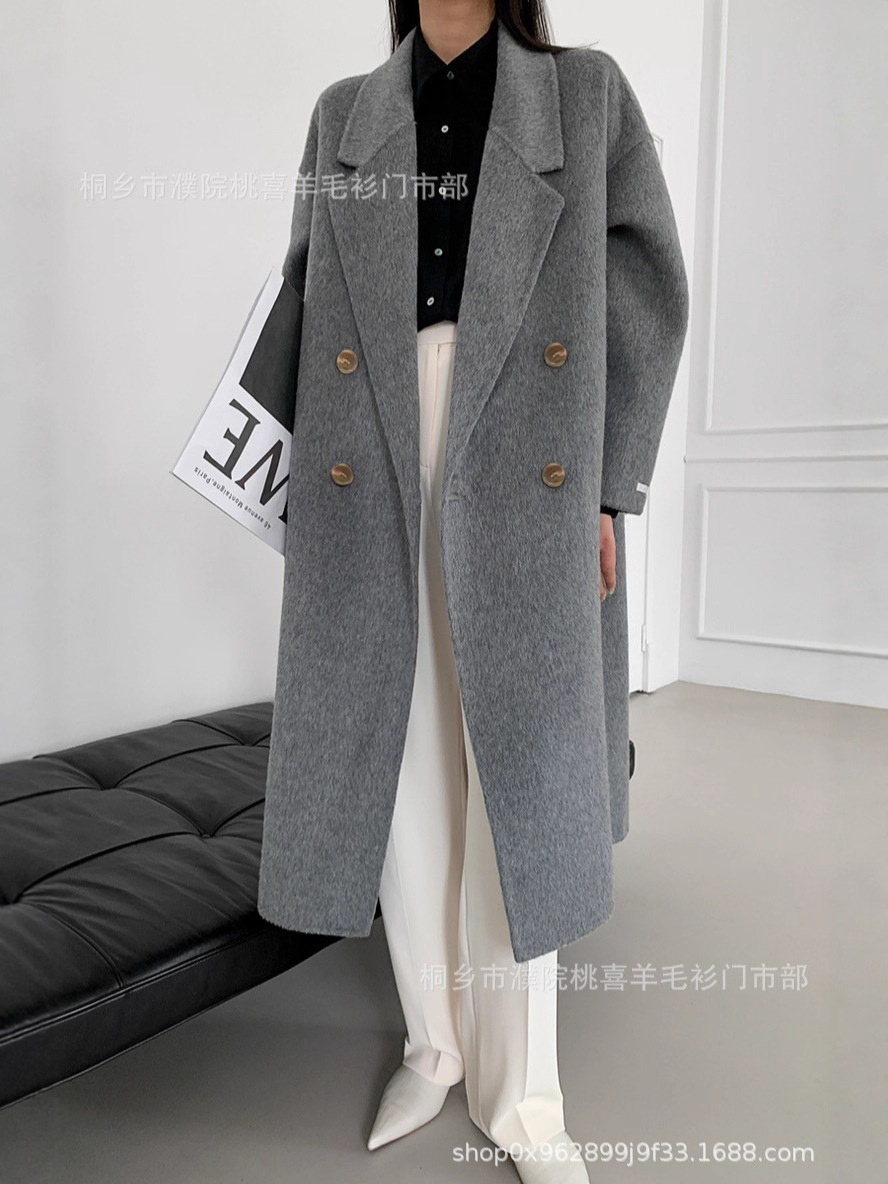 背の高い【韓系の怠惰でシンプルな繭型】ハイエンドの韓国版の通勤両面のウールの女性の長いタイプの毛のコートです。