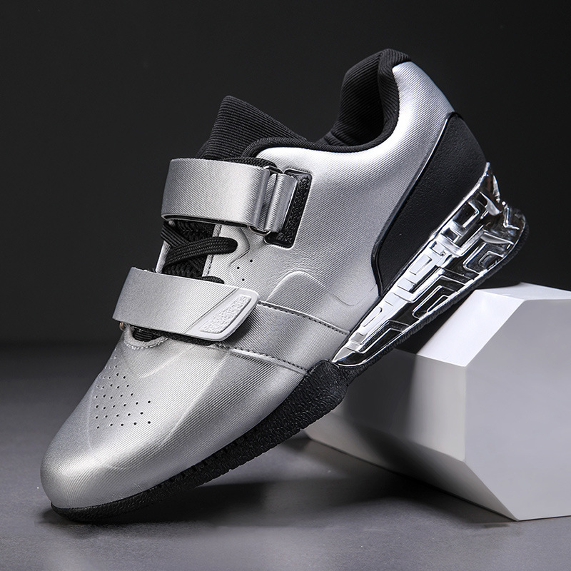 Weightlifting Shoes for Men, Professional Squat Shoes, Indoor Gym Sports Comprehensive Training Shoes, Cross-Border Shoes, Silver, Breathable and Supportive Weightlifting Shoes for Men, Professional Squat Shoes, Indoor Gym Sports Comprehensive Training Shoes, Cross-Border Shoes, Silver, Breathable and Supportive