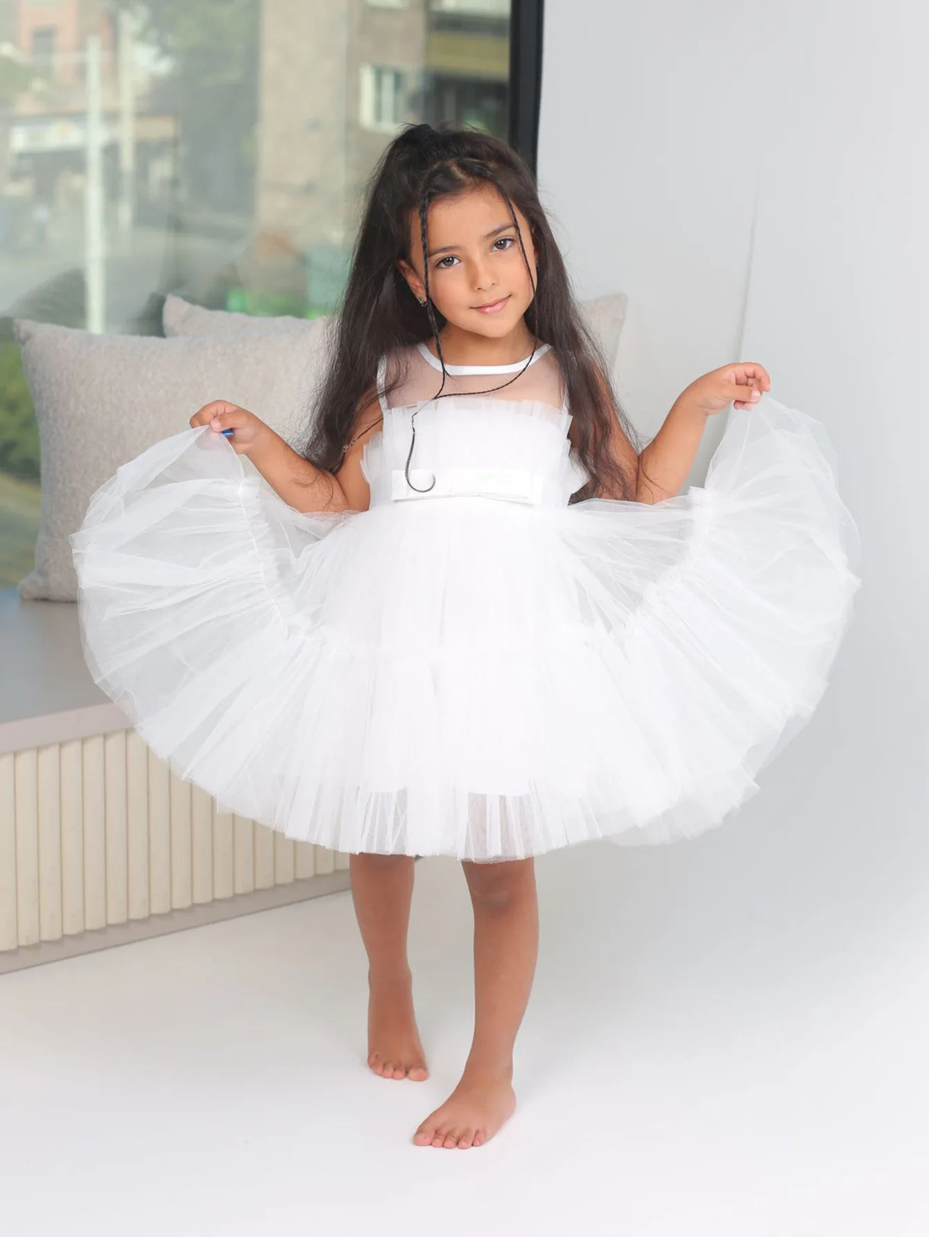 White Girl's Birthday 2026 New French Style Fluffy Tulle Party Dress, Fashionable Little Dress Suitable For Daily Wear_voghion.com