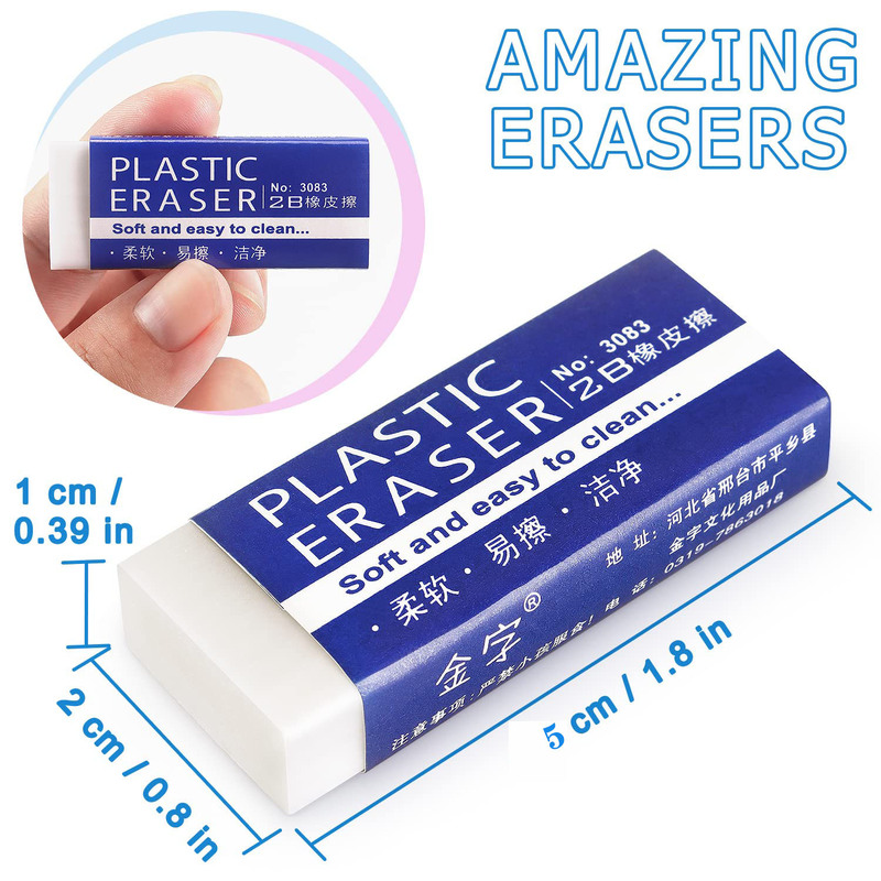 Cross-Border Best-Selling 2B Eraser, Simple Design, Clean Eraser for Elementary School Students and Children, Clean Eraser with No Residue