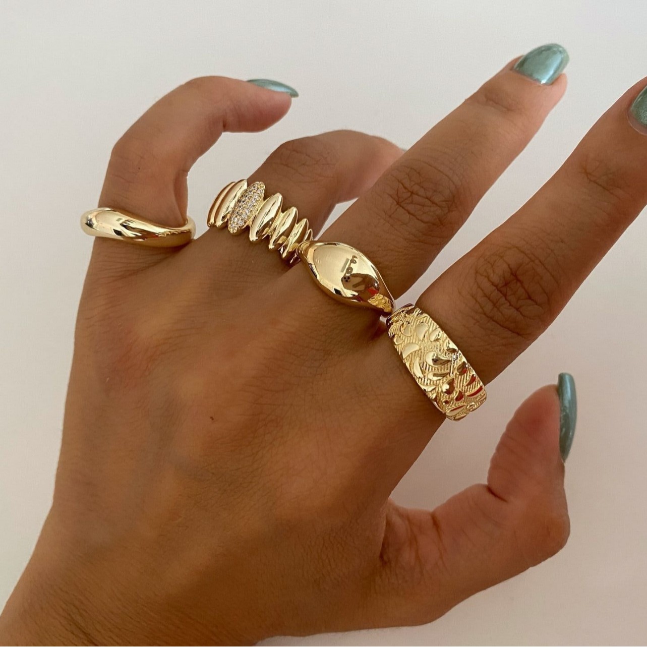 European and American Cross-Border Jewelry Asymmetrical Metal Glossy Ring Set Simple Fashion Ins Knuckle Ring Wholesale