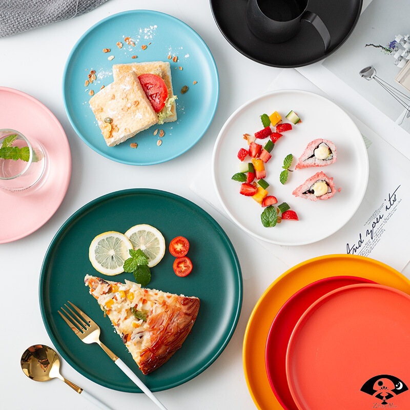 Nordic simple creative household 8-inch ceramic breakfast plate Western dessert steak flat plate matte tableware