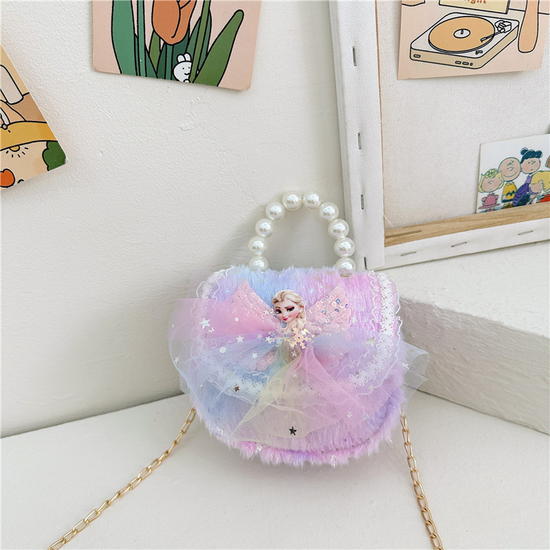 El Comercio exterior transfronterizo popular de la felpa del bolso de los niños de moda de encaje arco monedero lindo Occidental Princesa bolsa de mensajero