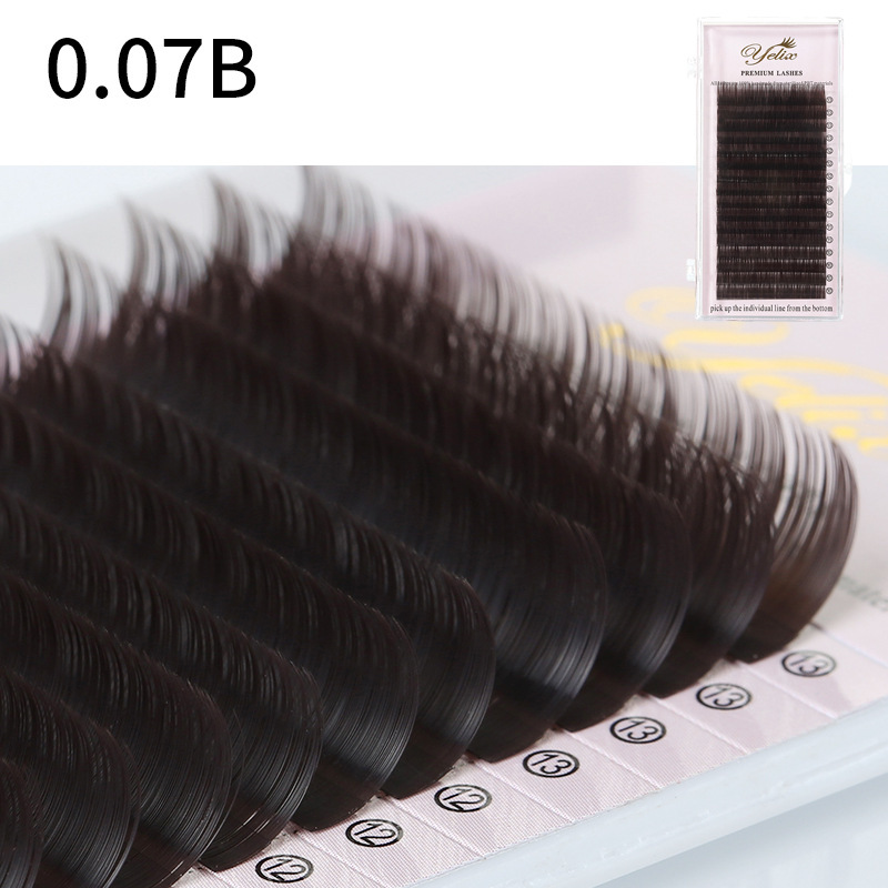 Fábrica de injerto de pestañas transfronterizas, una sola raíz de gran capacidad, pestañas redondas negras marrones, pestañas curvas, flores naturales, pestañas falsas al por mayor
