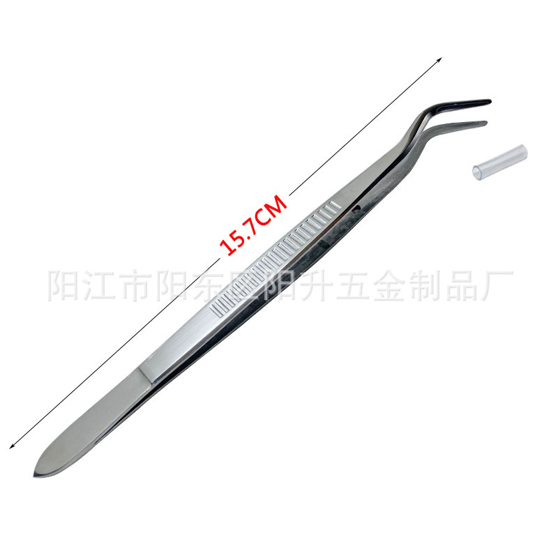 牙科镊子带定位双弯牙镊 牙科工具牙科辅助材料自用弯头单弯镊子