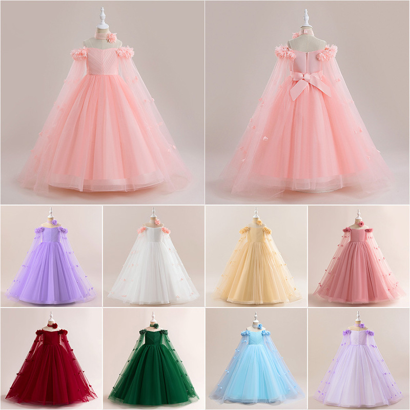 Foreign trade children's dress dress dress dress dress flower girl wedding dress big child girl host dress princess dress