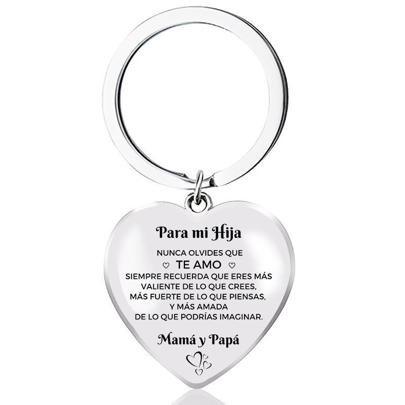 Collar de epoxi de acero inoxidable transfronterizo colgante en forma de corazón de melocotón llavero de amor personalizado español regalo de Navidad