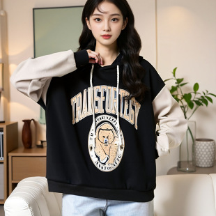 60.00 kg-175.00 kg plus size women's clothing wholesale 2024 new Korean winter chubby girl printing fleece-lined thick sweater women