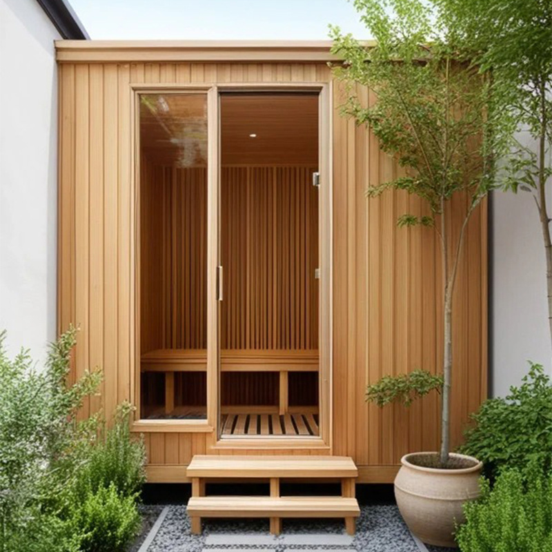Sala de sauna de aguas termales al aire libre Sala de vapor de sudor doble individual Sala de vapor seco para cuatro personas Sala de vapor de patio multijugador Casa de madera