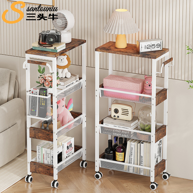 Kitchen Storage Rack, Household Multi-Layer Movable Trolley, Living Room Snack Organizer, Multi-Functional Floor-Standing Storage Rack