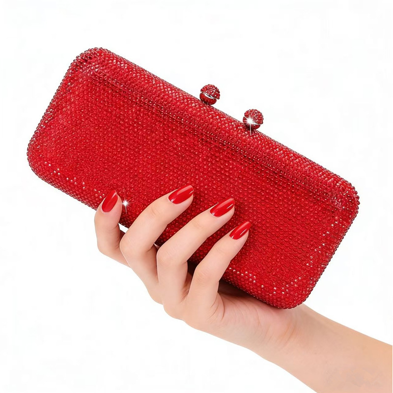 Cross-Border E-Commerce Amazon L Makeup Rhinestone Wedding Evening Bag Crystal Hot Diamond Women's One-Shoulder Hand-Held Evening Bag