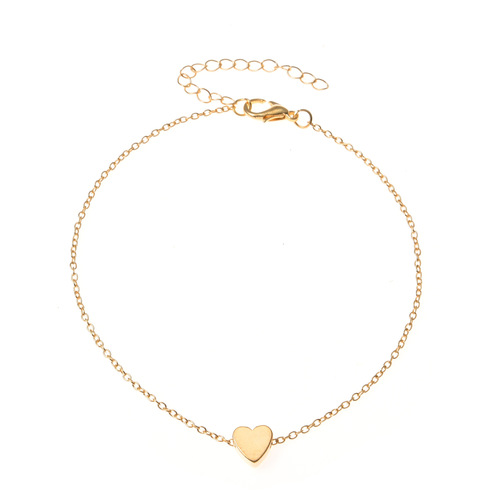 Cross-border jewelry anklet AliExpress summer beach new round bead chain heart-shaped heart ankle chain for women