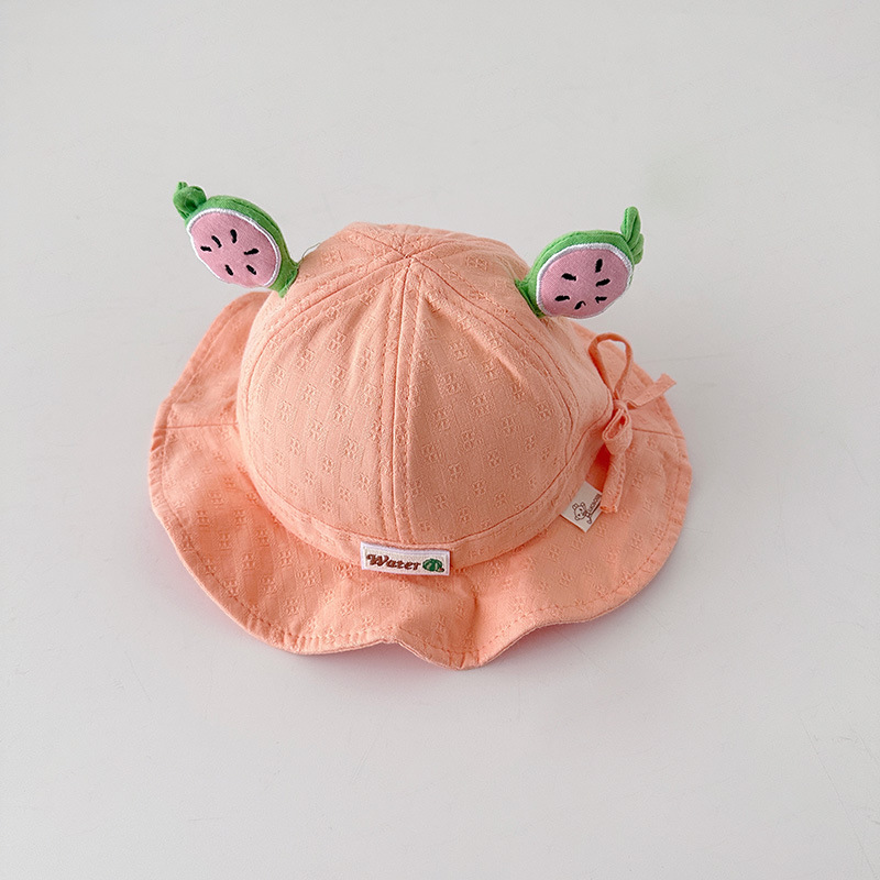 Baby pescador sombrero primavera y otoño delgada fruta de dibujos animados sombrero sombrero para niños sombrero versátil para niños y niñas pequeños meses