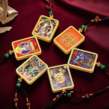 唐卡盒挂坠佛牌国潮电镀随身旅游景区装饰品项链