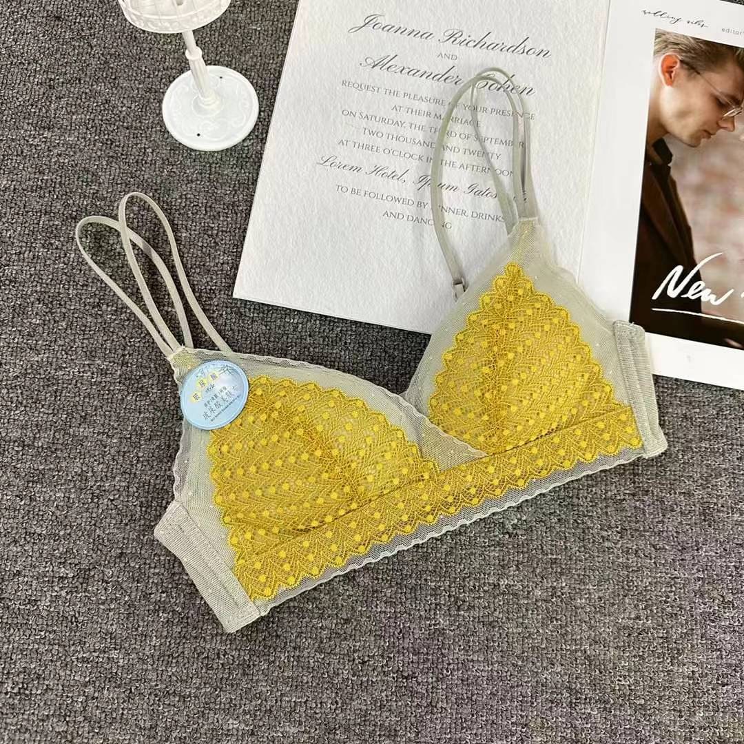 Nuevo sujetador francés de moda de encaje jacquard transpirable ajustable confortable anti-caída reunida ropa interior de tres botones image 4