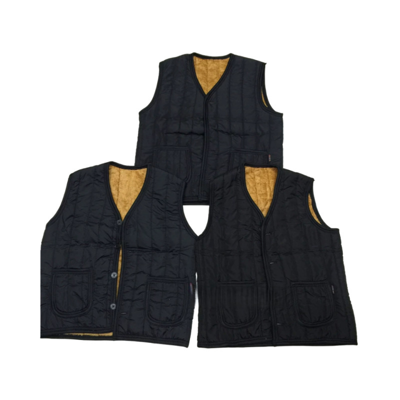 Middle-aged and elderly men's autumn and winter fleece-lined loose vest with pockets, warm cotton vest for dads