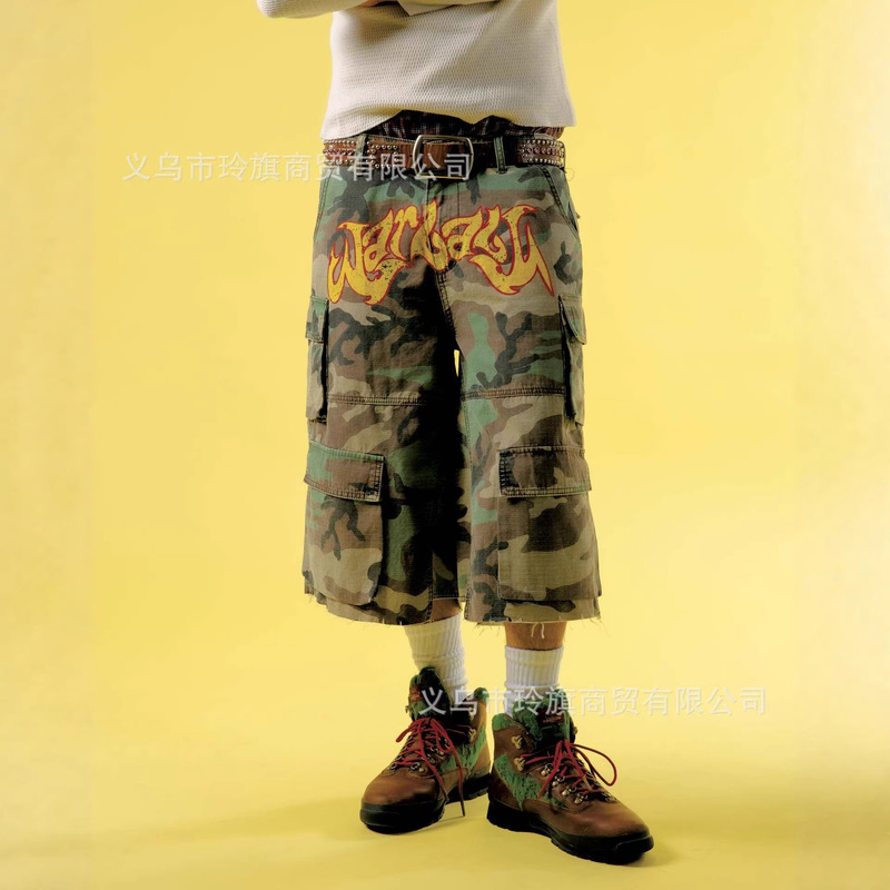 Bravest Studios European and American 2026 New Men's Camouflage Print Work Shorts Street Style Cropped Pants for Men Bravest Studios European and American 2026 New Men's Camouflage Print Work Shorts Street Style Cropped Pants for Men