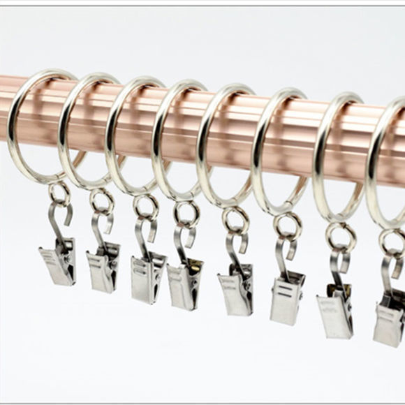 Curtain Roman Rod Metal Hanging Ring Hanging Ring with Hook Clip Stainless Steel Four-Claw Hook