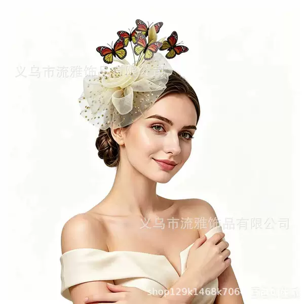 Amazon's popular butterfly headpiece, a forest-themed artificial butterfly headdress, a beautiful hairband, and a ceremonial hat for horse racing performances