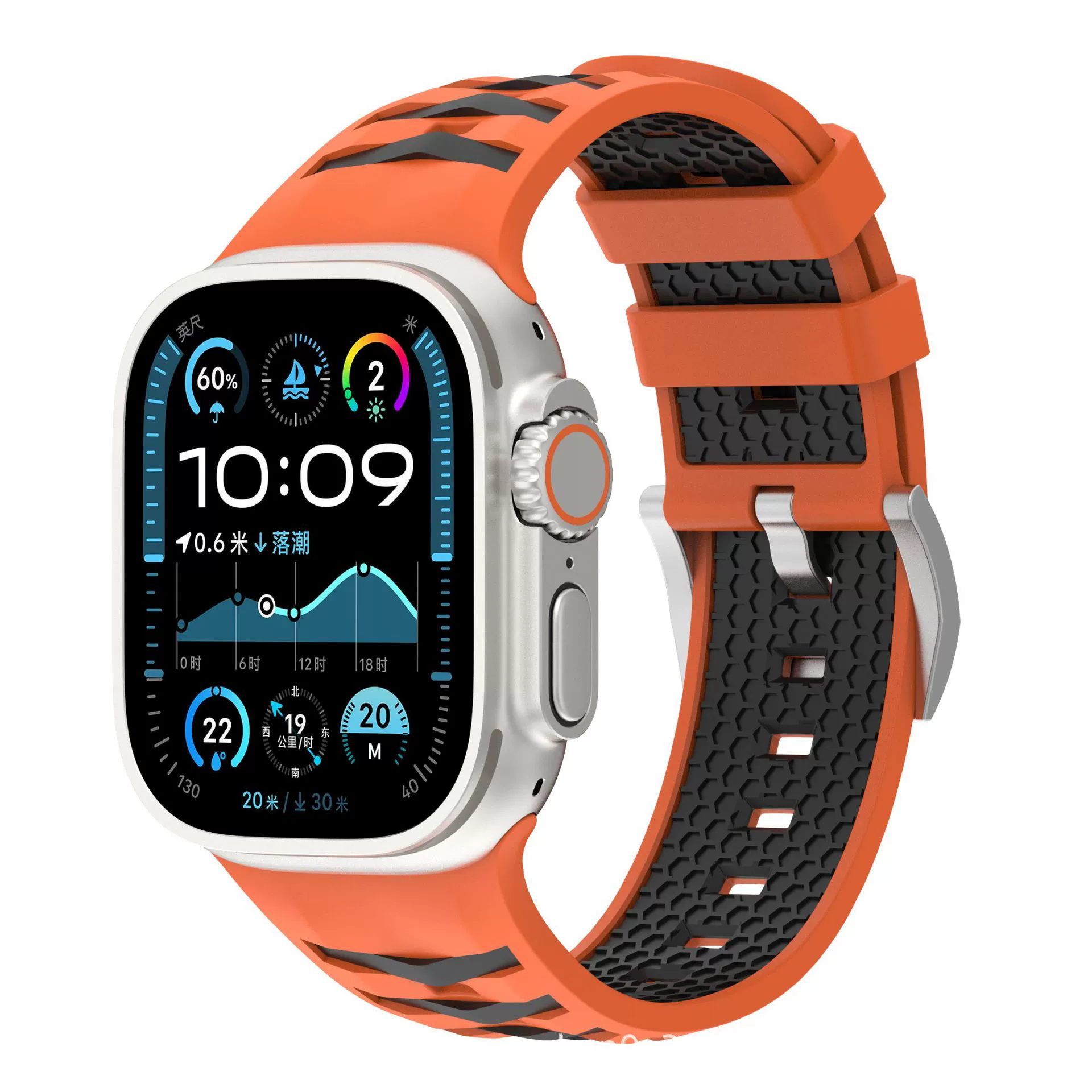 Применимо к высококачественному силиконовому ремешку Apple watch из нержавеющей стали с серебряной пряжкой SE Ultra2 поколения AppleWatch 78910