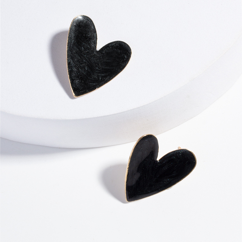 European and American Exaggerated Earrings New Gold-Plated Quicksand Texture Love Drop Glazed Stud E