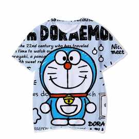 跨境男式新款T恤3D机器猫印花T恤 男女短袖哆啦A梦3Dt恤厂家直销