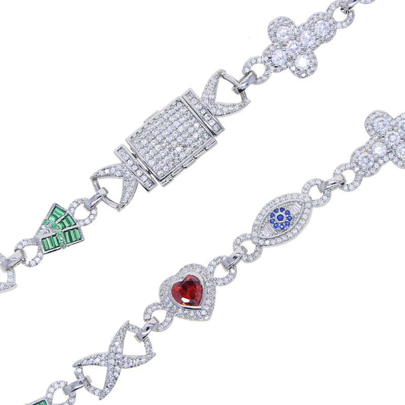 Unisex Gender Inlay Design Copper Inlay Geometric Heart Shape Zircon Necklace