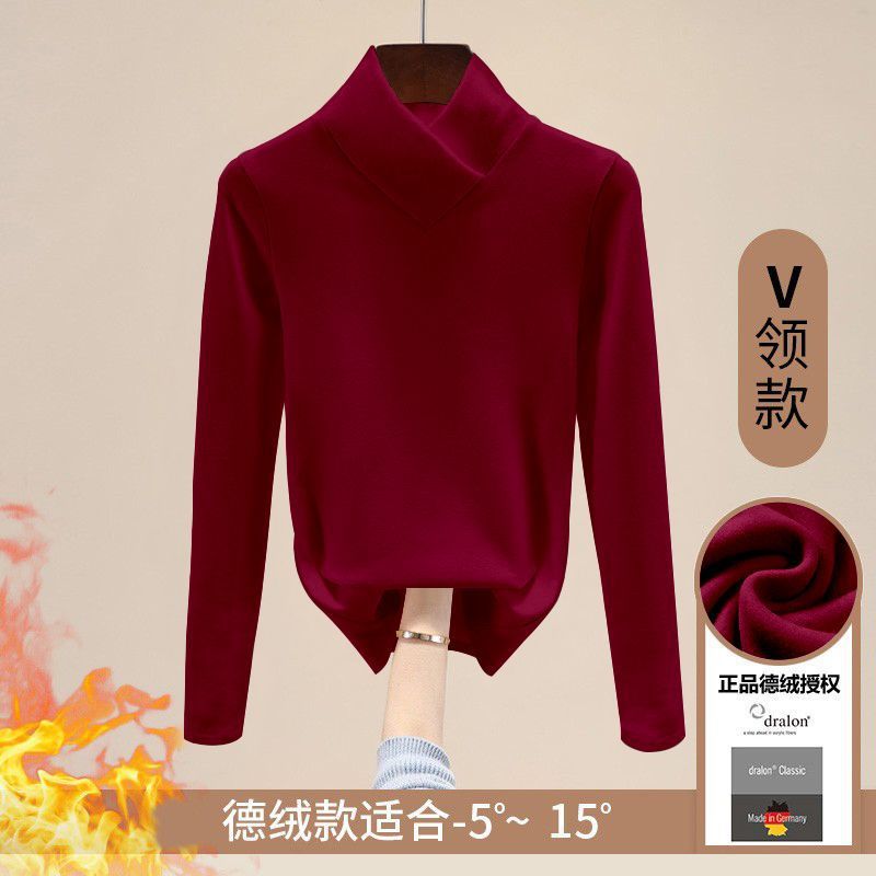 【브이넥】버건디