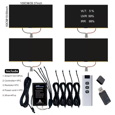 Automotive Film Dimming Film, Voice-Controlled Smart Adjustment - deep-black-deep-black-4pcs-remote-control-version