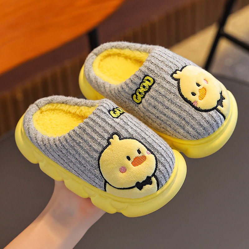 Zapatillas de algodón para niños, niños y niñas, invierno, calentamiento de pelusa de fondo grueso para padres e hijos, bolsas de tacones de algodón para niños