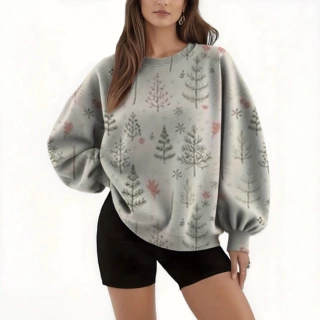 植物花卉2025春秋跨境新款休闲卫衣3D数码印花女士圆领卫衣