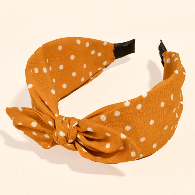 Nuevo estilo europeo y americano pequeño lunares anudada diadema de ala ancha Orejas de conejo tejido diadema moda femenina ins accesorios para el cabello al por mayor
