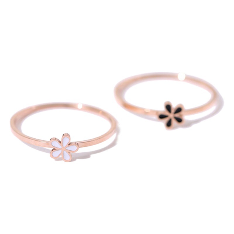 Anillo liso Daisy anillo femenino ultra-fino personalidad pequeño exquisito titanio acero 18K color oro ins popular Red Roja estilo frío