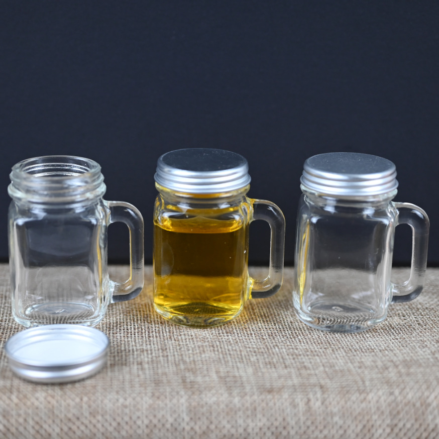 35毫升迷你带把小杯子玻璃杯空瓶可装饮料可密封小瓶子便携式小瓶