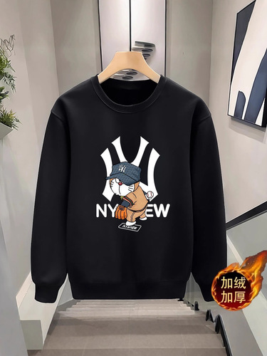 European Station Autumn/Winter New Arrival Trend Brand Crew Neck Fleece Print Hoodie, Versatile Casual Youth and Men